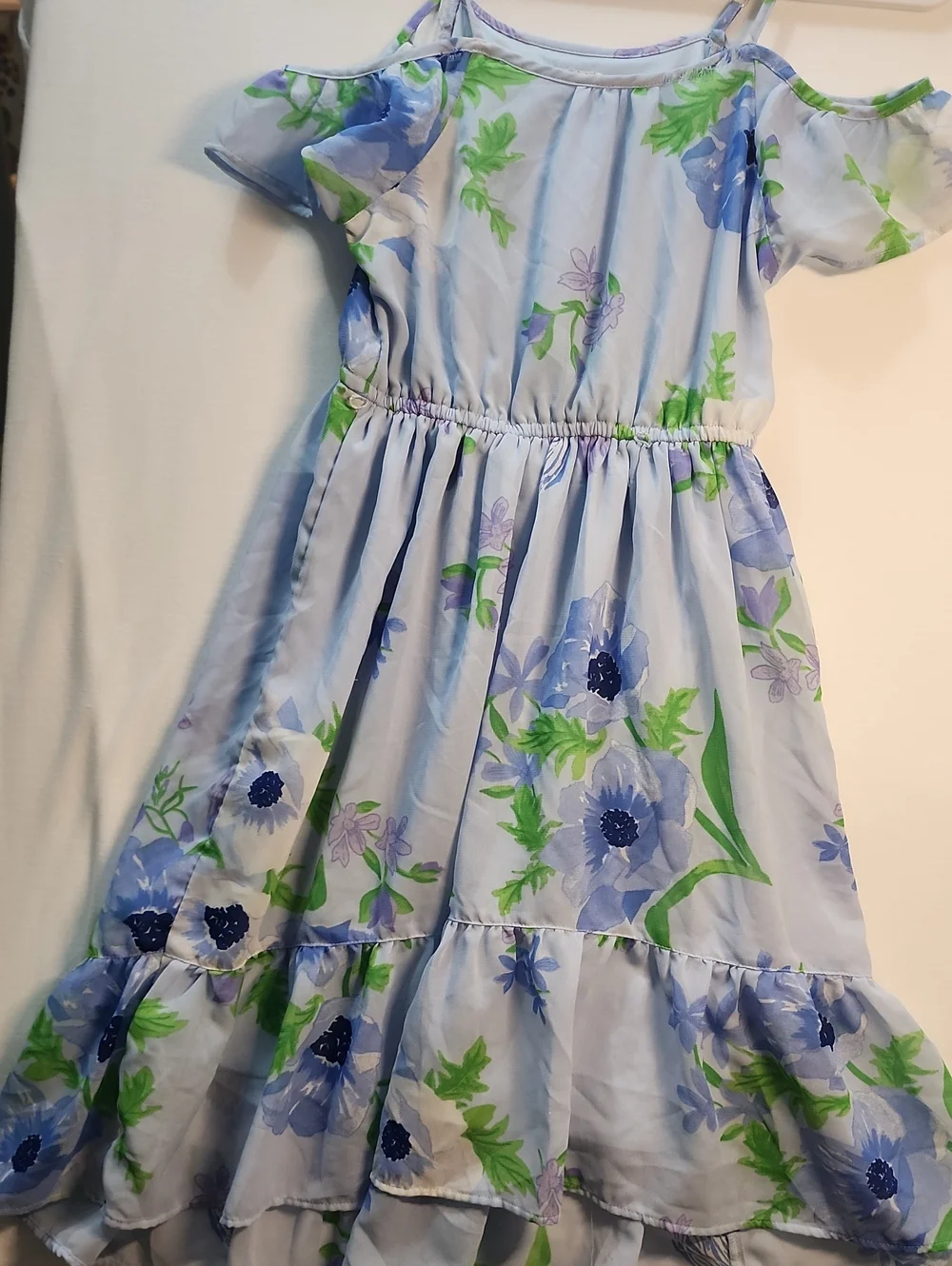 The Children's Place Girls Blue Floral Cold Shoulder Dress